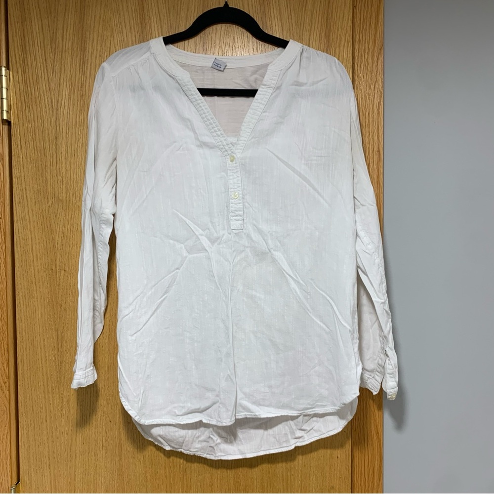Old Navy White Long Sleeve Popover Tunic Top - Size Medium